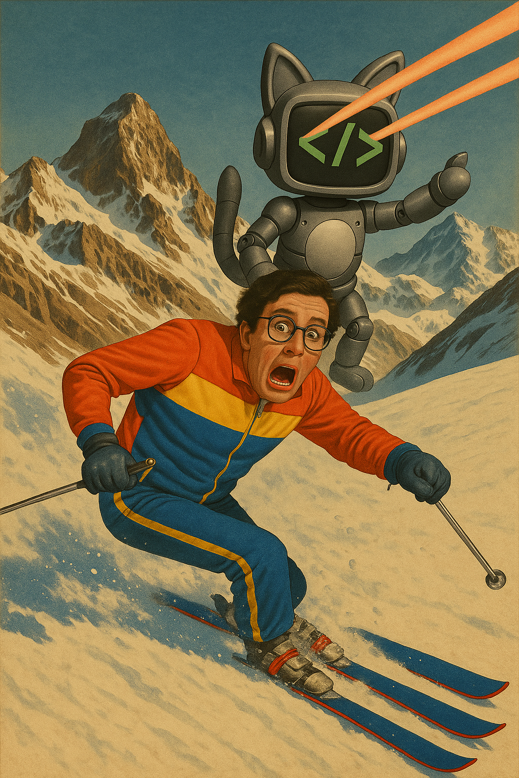 20250628_1339_Skiing from Robot_remix_01jyv1sb82egjrkc32v3hpa3cs